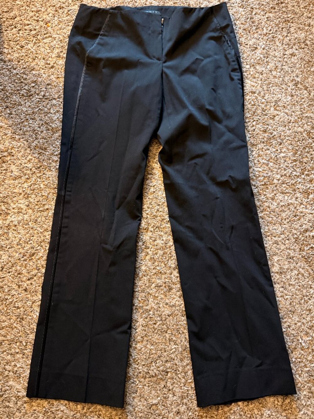 Theory Black Tuxedo Pants with Satin Piping Down the Legs